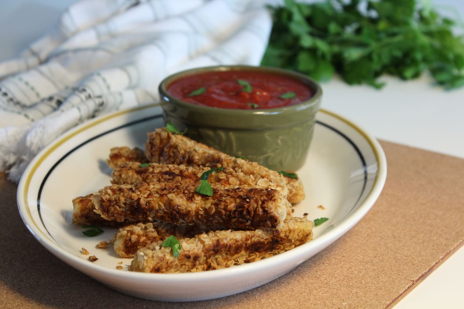 Halloumi frito con costra de avena